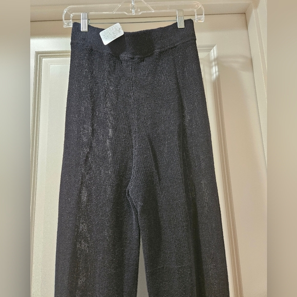Free People Oh Yeah Sweater Pants Linen Blend Jogger Styl Semi Sheer Black S NWT - Picture 10 of 14